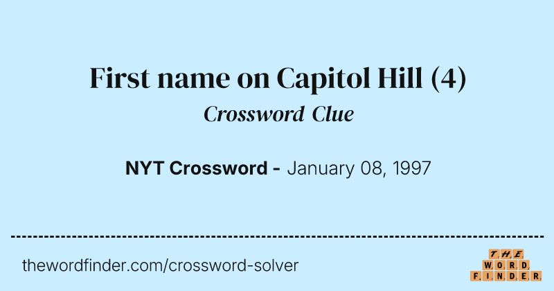 First name on Capitol Hill crossword clue image
