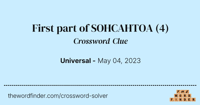 First part of SOHCAHTOA crossword clue image