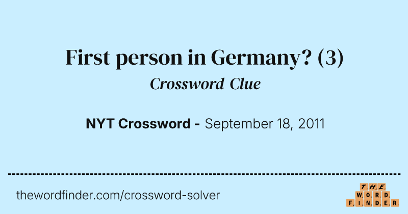 First person in Germany? crossword clue image
