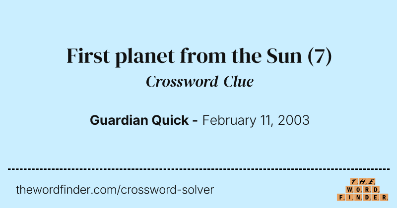 First planet from the Sun crossword clue image