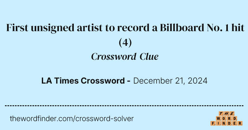 First unsigned artist to record a Billboard No. 1 hit crossword clue image