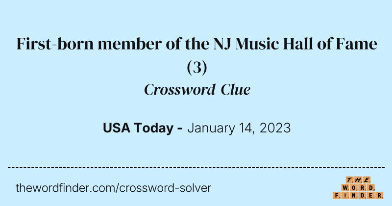 First-born member of the NJ Music Hall of Fame crossword clue image