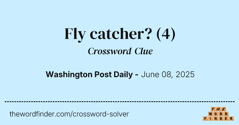 Fly catcher? crossword clue image