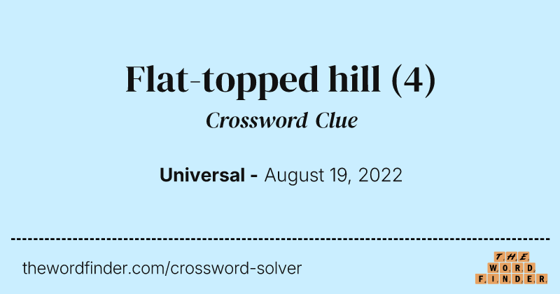 Flat-topped hill crossword clue image