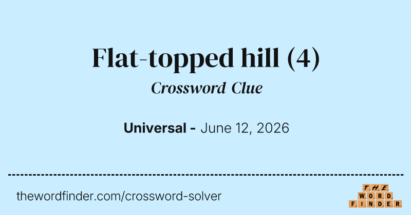 Flat-topped hill crossword clue image