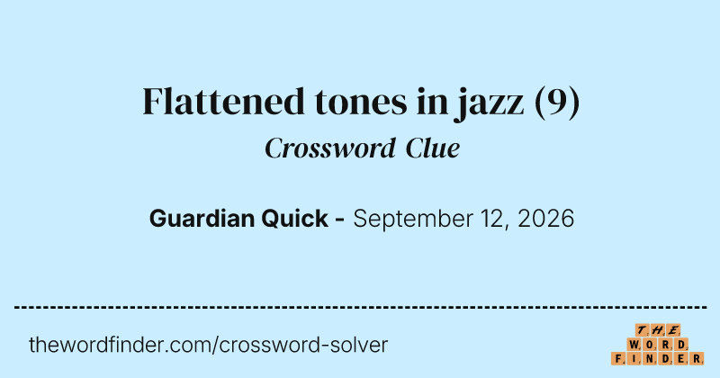 Flattened tones in jazz crossword clue image