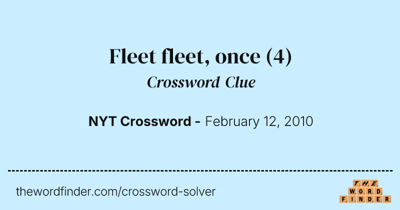 Fleet fleet, once crossword clue image