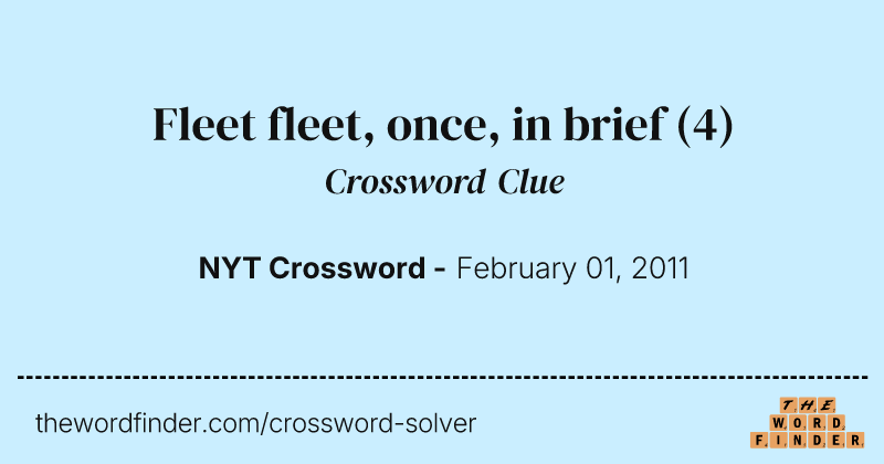 Fleet fleet, once, in brief crossword clue image