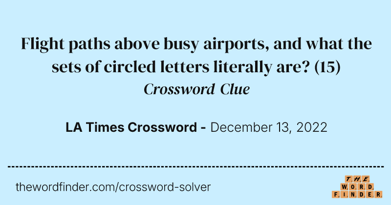 Flight paths above busy airports, and what the sets of circled letters literally are? crossword clue image