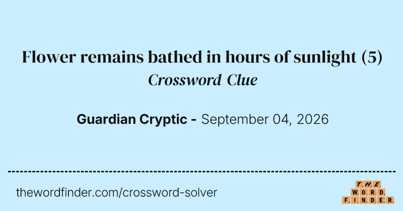 Flower remains bathed in hours of sunlight crossword clue image