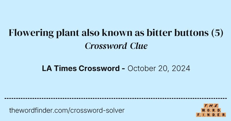 Flowering plant also known as bitter buttons crossword clue image