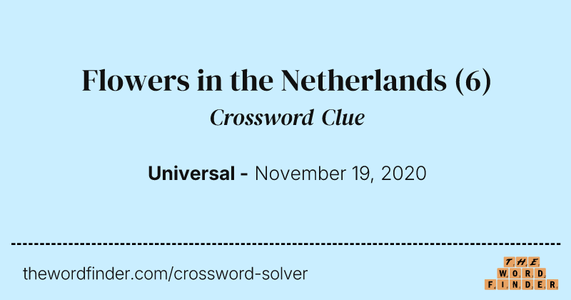 Flowers in the Netherlands crossword clue image