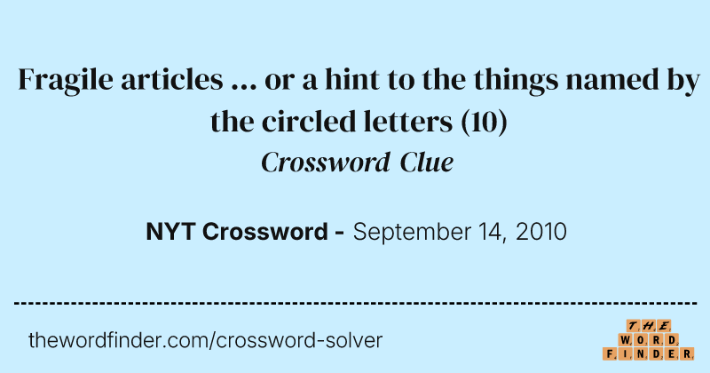 Fragile articles ... or a hint to the things named by the circled letters crossword clue image