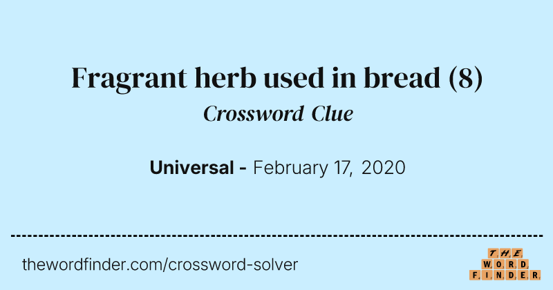 Fragrant herb used in bread crossword clue image