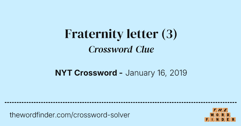 Fraternity letter crossword clue image