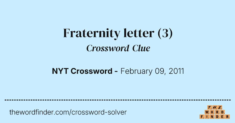 Fraternity letter crossword clue image