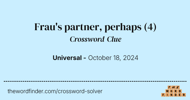 Frau's partner, perhaps crossword clue image