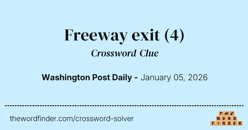 Freeway exit crossword clue image