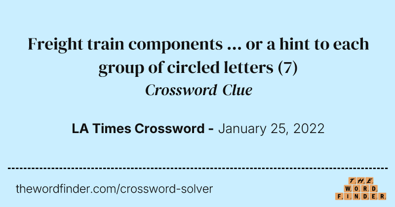 Freight train components ... or a hint to each group of circled letters crossword clue image