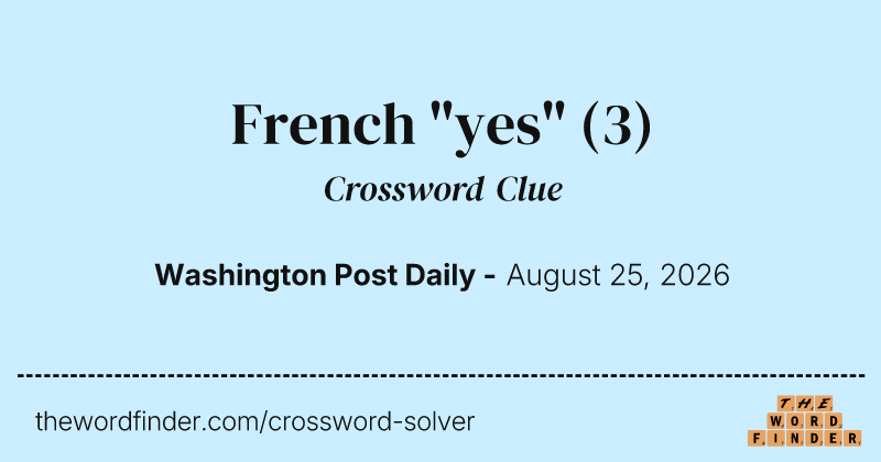 French "yes" crossword clue image