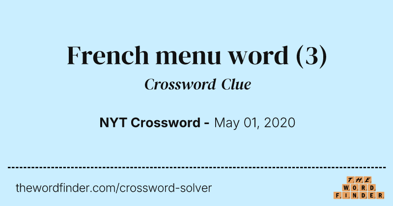 French menu word crossword clue image