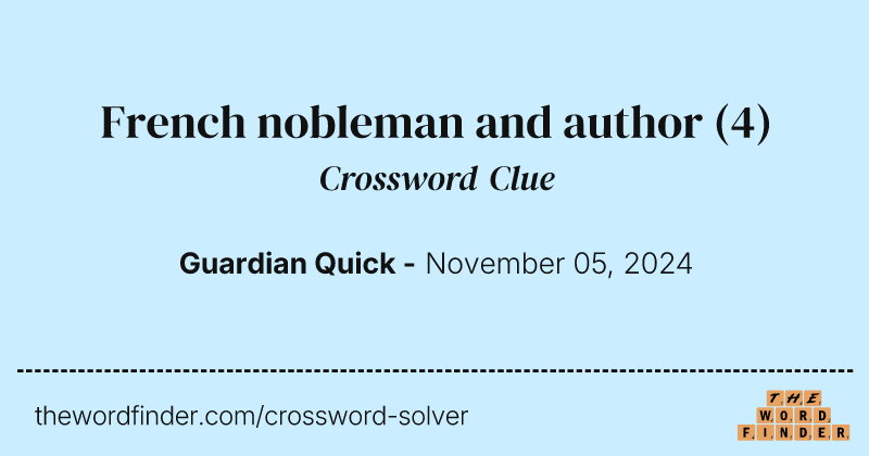 French nobleman and author crossword clue image