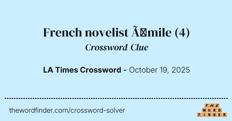 French novelist Émile crossword clue image