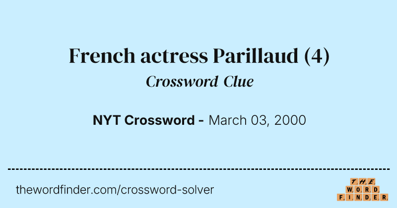 French actress Parillaud crossword clue image
