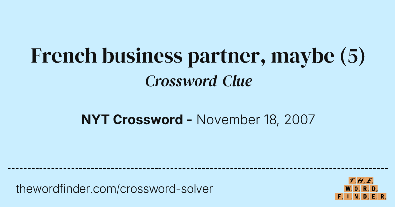 French business partner, maybe crossword clue image