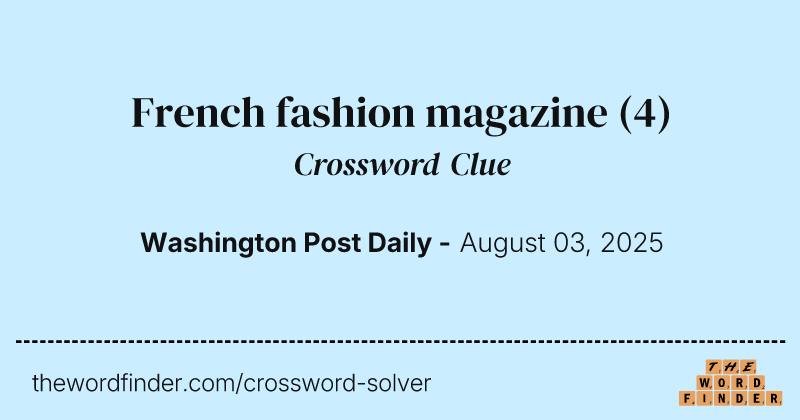 French fashion magazine crossword clue image