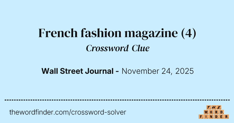 French fashion magazine crossword clue image
