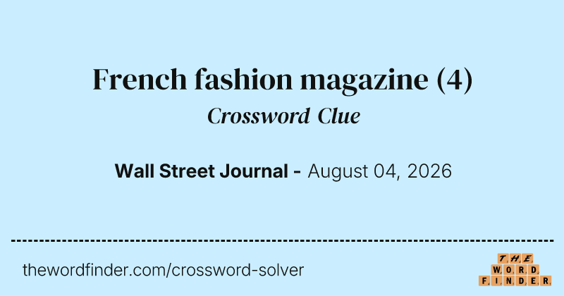 French fashion magazine crossword clue image