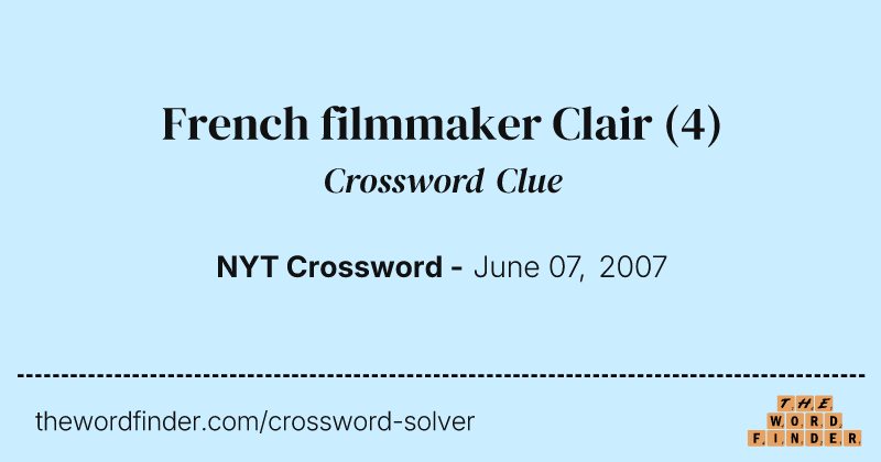 French filmmaker Clair crossword clue image