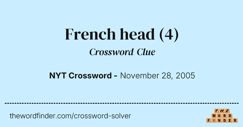 French head crossword clue image