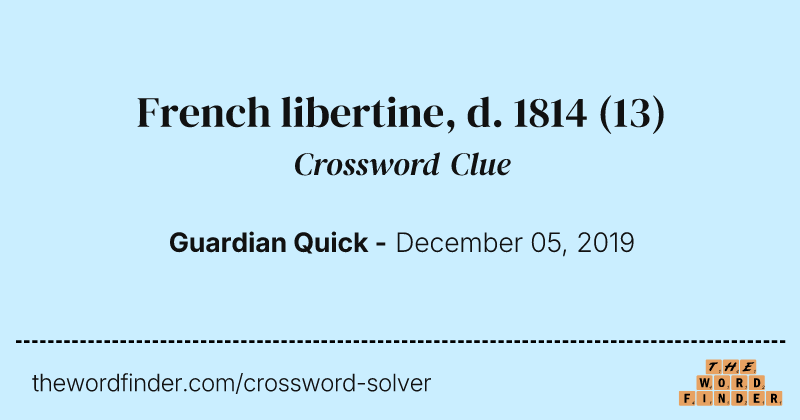 French libertine, d. 1814 crossword clue image