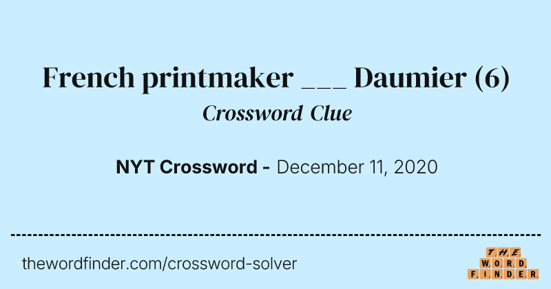 French printmaker ___ Daumier crossword clue image