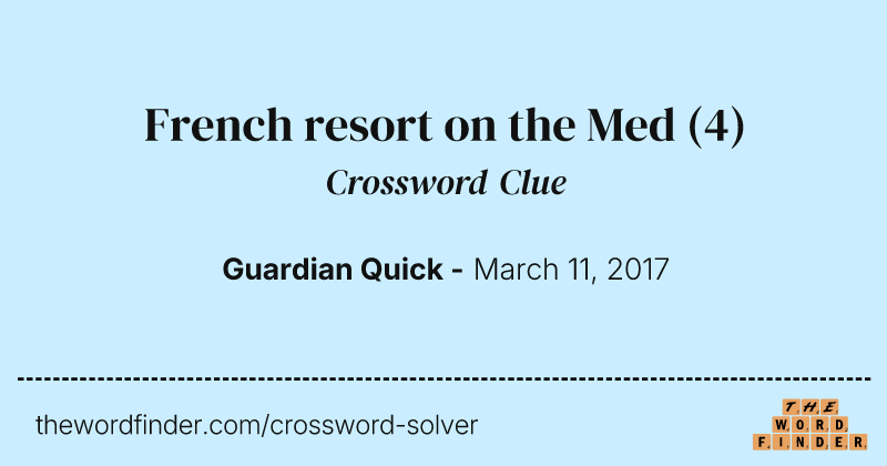 French resort on the Med crossword clue image