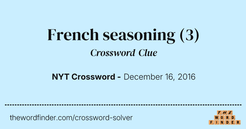 French seasoning crossword clue image