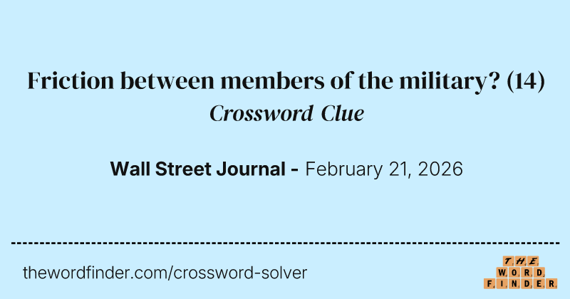Friction between members of the military? crossword clue image