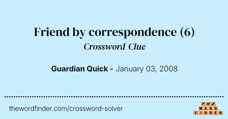 Friend by correspondence crossword clue image