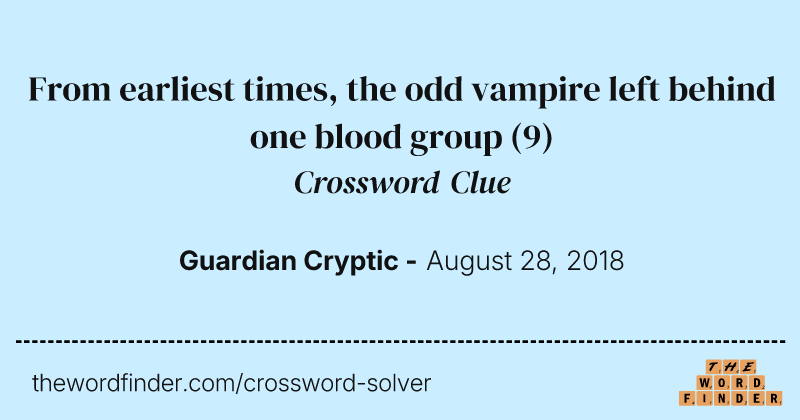 From earliest times, the odd vampire left behind one blood group crossword clue image