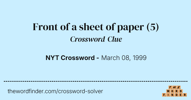 Front of a sheet of paper crossword clue image