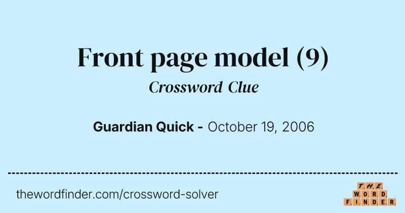 Front page model crossword clue image
