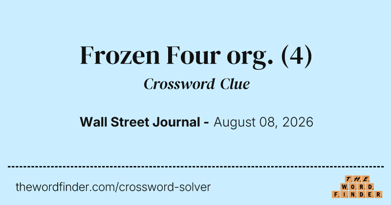 Frozen Four org. crossword clue image