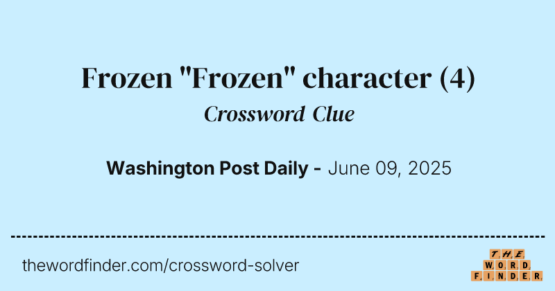 Frozen "Frozen" character crossword clue image