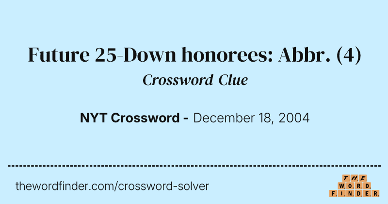 Future 25-Down honorees: Abbr. crossword clue image