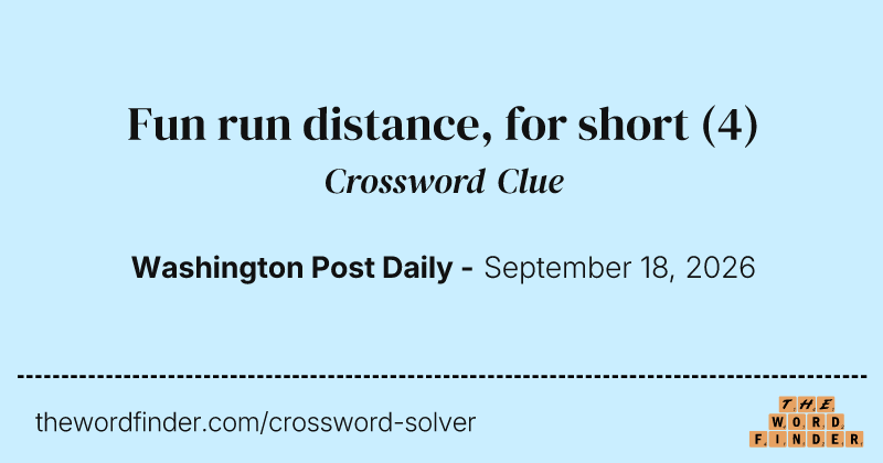 Fun run distance, for short crossword clue image