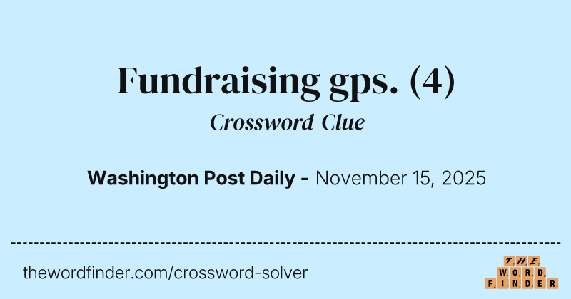 Fundraising gps. crossword clue image
