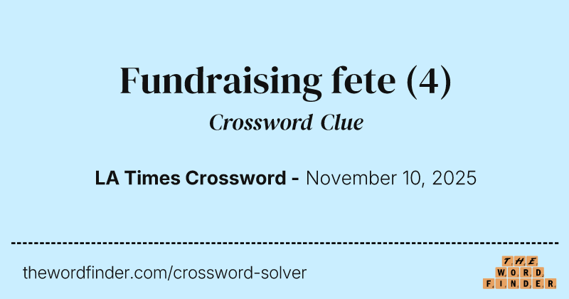 Fundraising fete crossword clue image