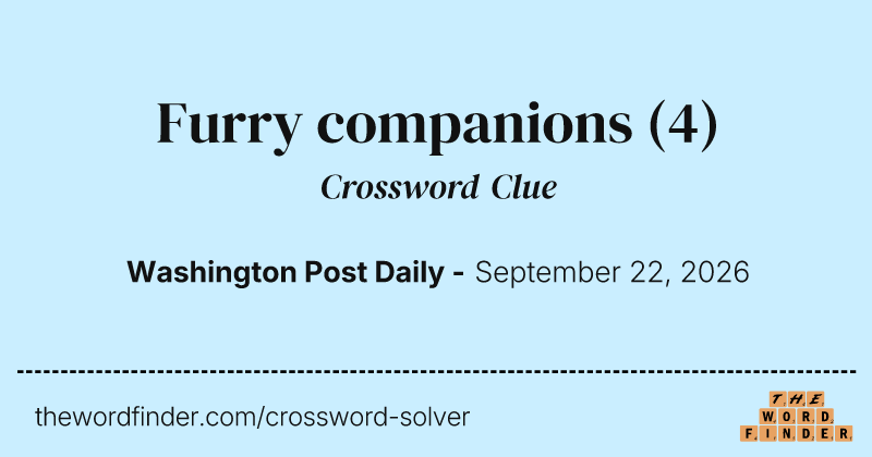 Furry companions crossword clue image
